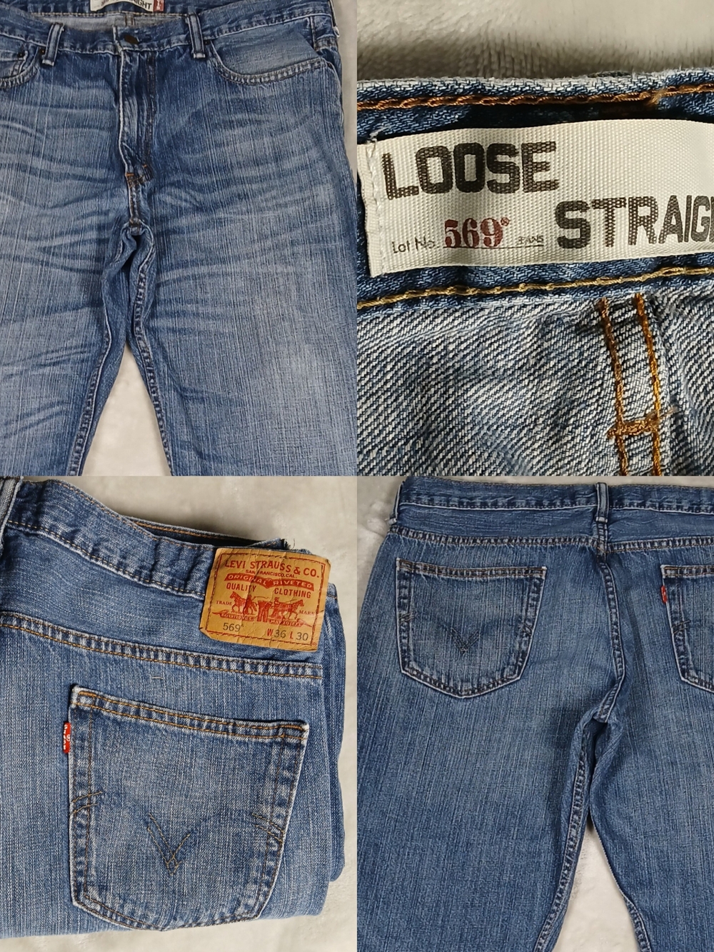 Levi's 569 36x30 Jeans Men's Fits 36x29 Nice Fading Loose Straight